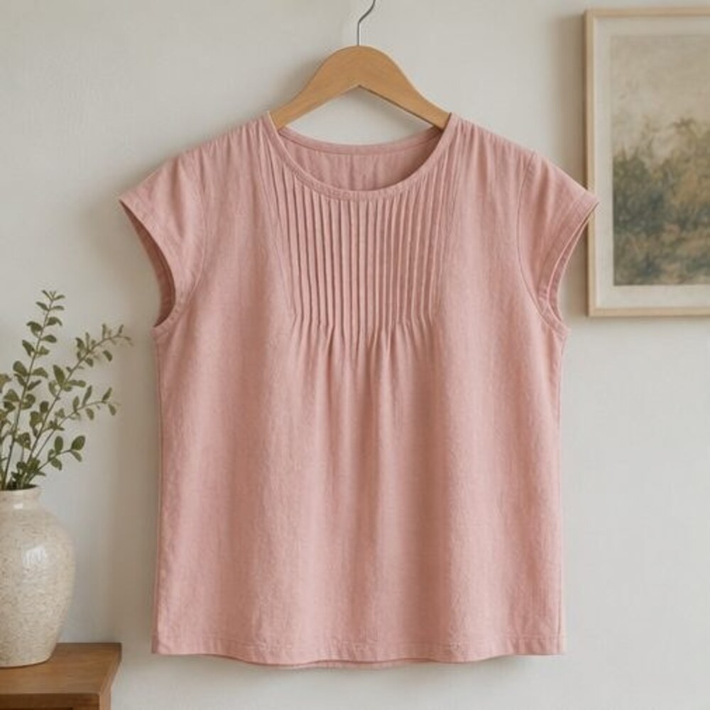 Blush Pintuck Yoke Blouse